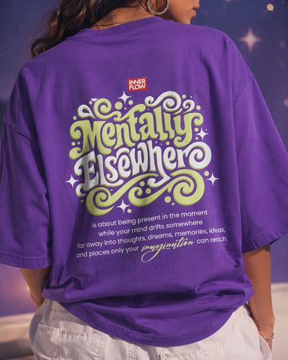 Mentally Elsewhere graphic tee | Short Sleeve T-Shirt, Retro Script Design