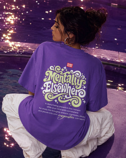 Mentally Elsewhere graphic tee | Short Sleeve T-Shirt, Retro Script Design