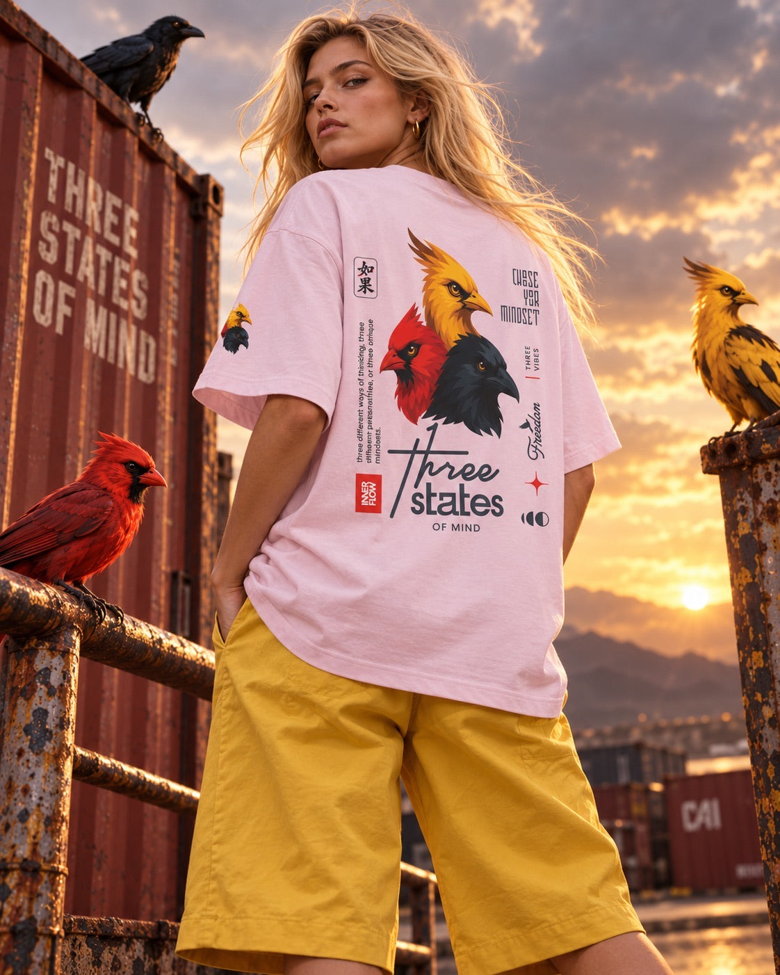 Three States of Mind Cardinals T-Shirt - Powder Pink