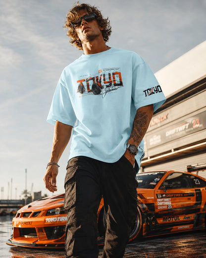Tokyo Racing Car Tee - Powder Blue