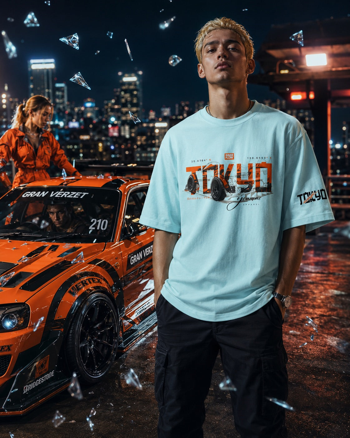 Tokyo Racing Car Tee - Powder Blue