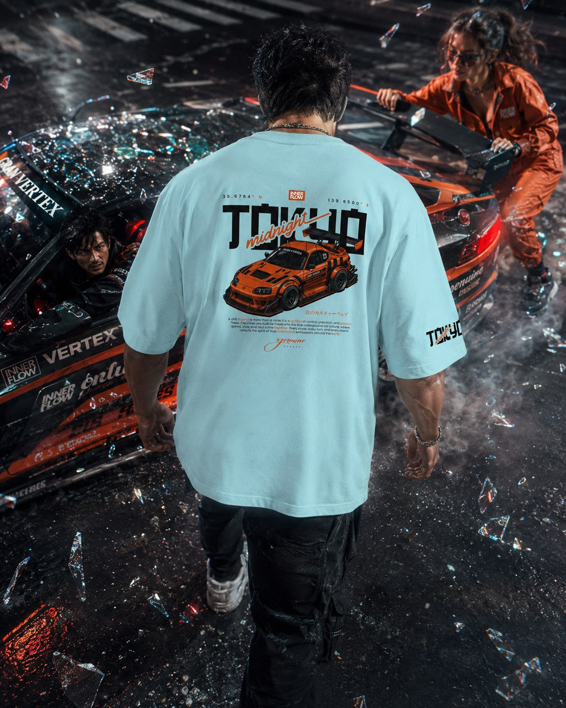 Tokyo Racing Car Tee - Powder Blue