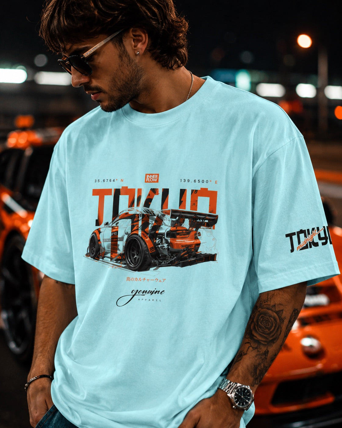 Tokyo Racing Car Tee - Powder Blue