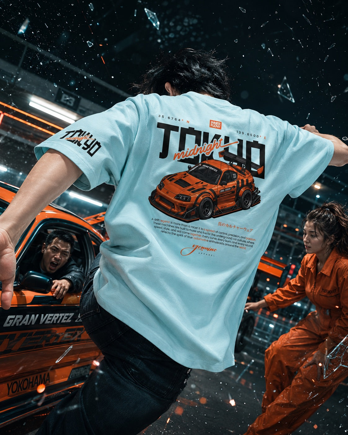 Tokyo Racing Car Tee - Powder Blue