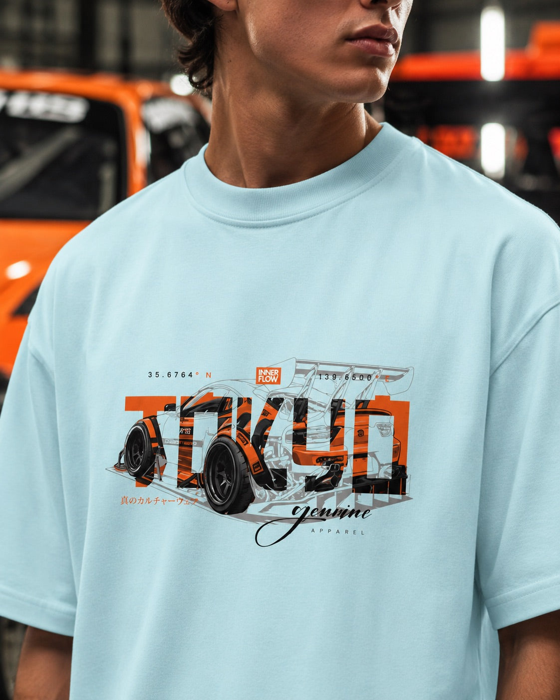 Tokyo Racing Car Tee - Powder Blue