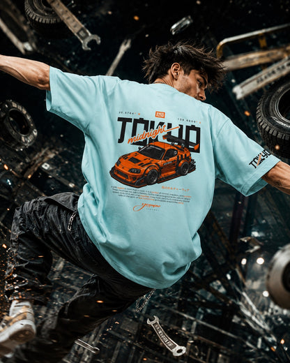 Tokyo Racing Car Tee - Powder Blue