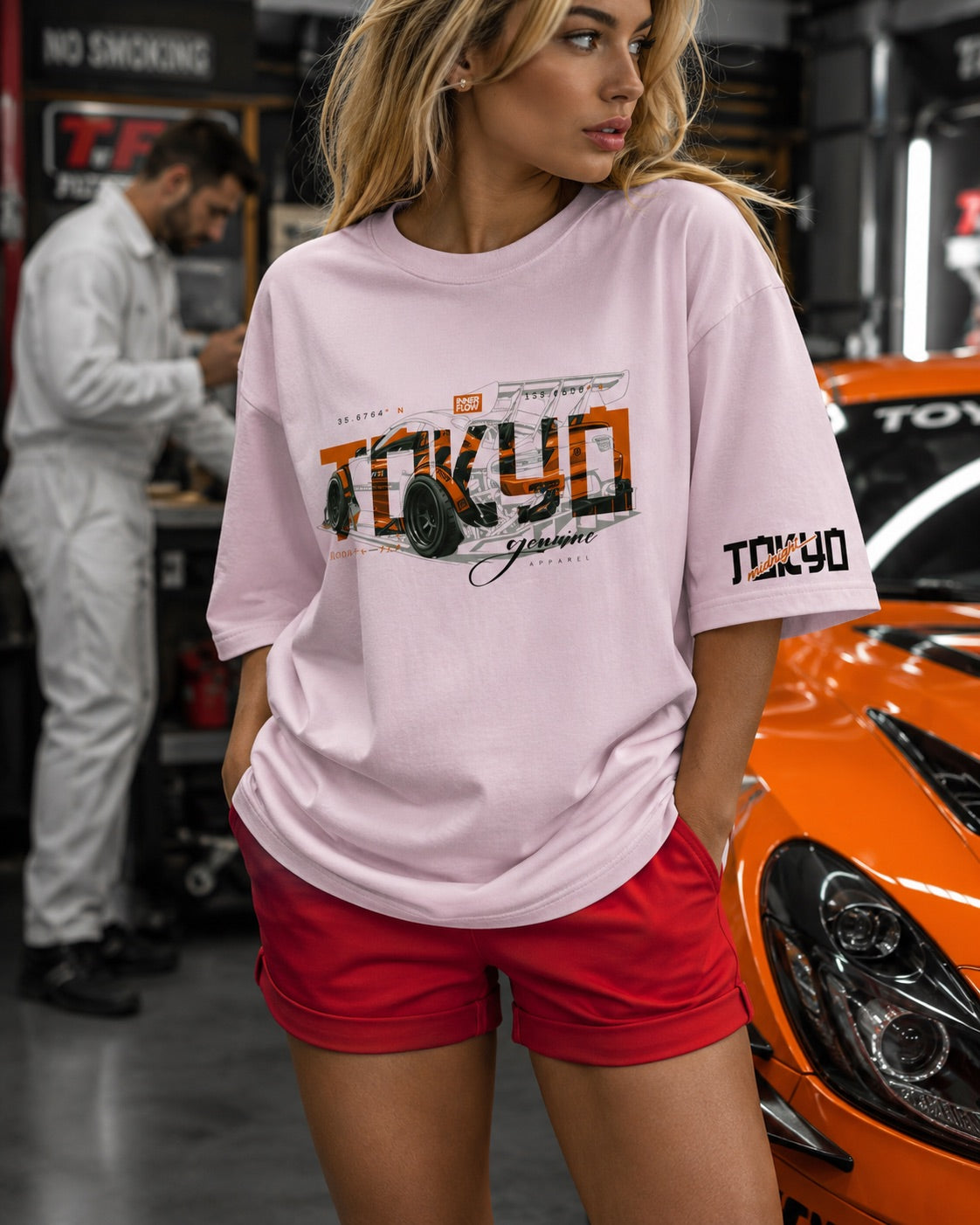 Tokyo Racing Car Tee - Pink