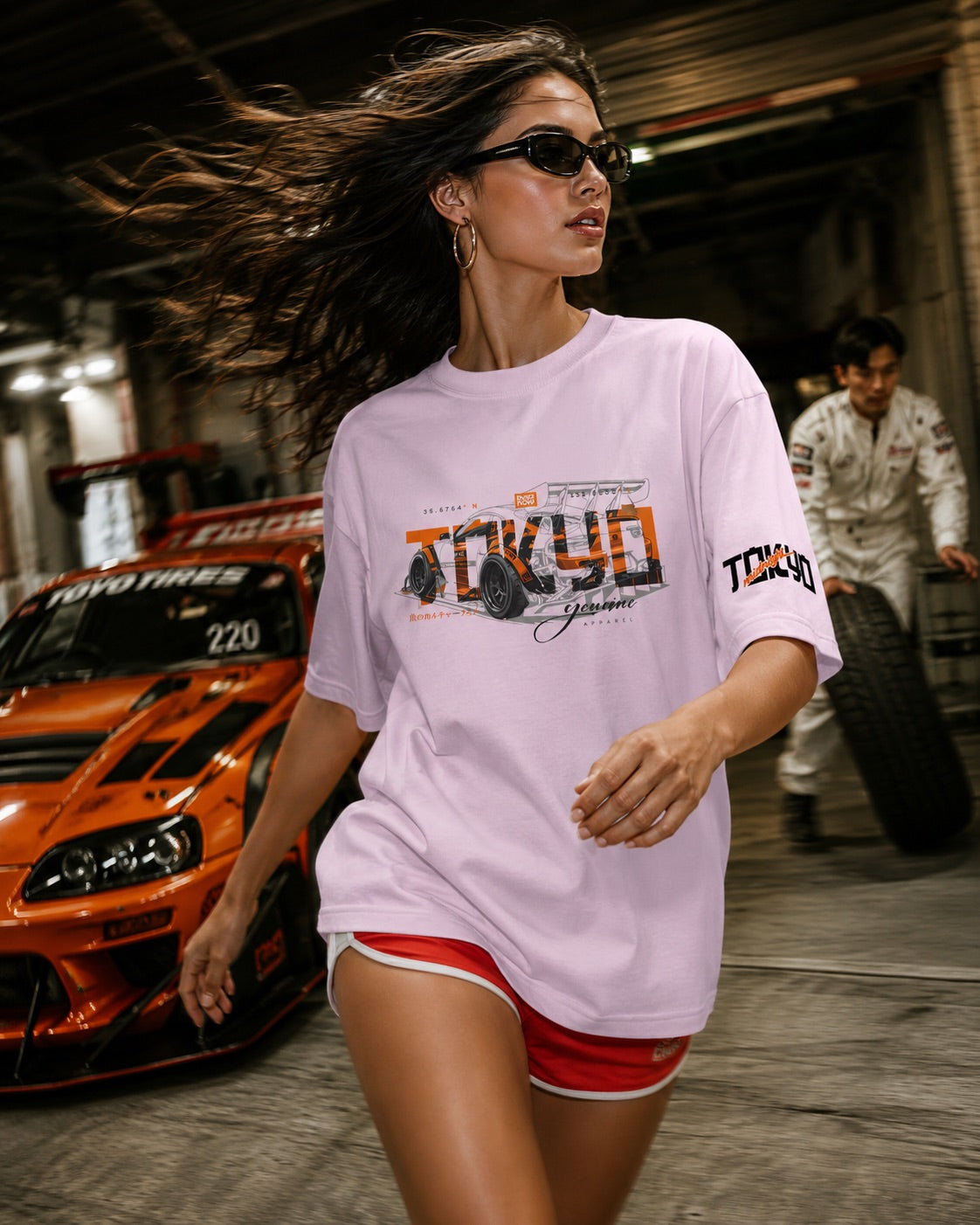 Tokyo Racing Car Tee - Pink