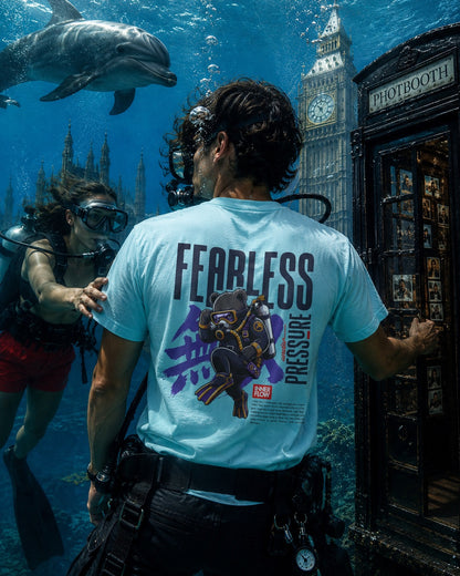 Fearless Pressure scuba diver graphic T-Shirt | Japanese kanji streetwear