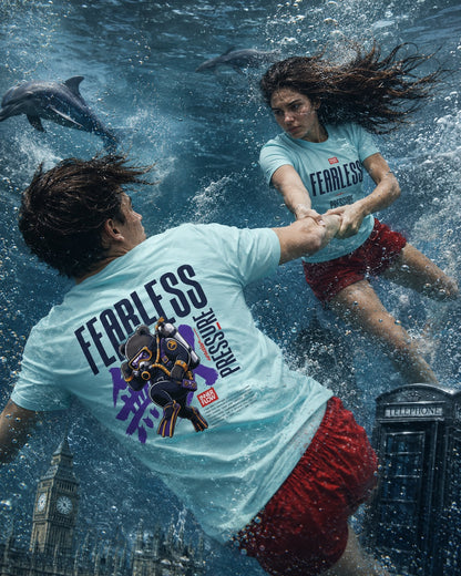 Fearless Pressure scuba diver graphic T-Shirt | Japanese kanji streetwear
