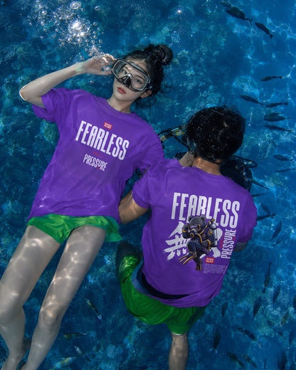 Fearless Pressure scuba diver graphic T-Shirt | Japanese kanji streetwear (Dark Colour)