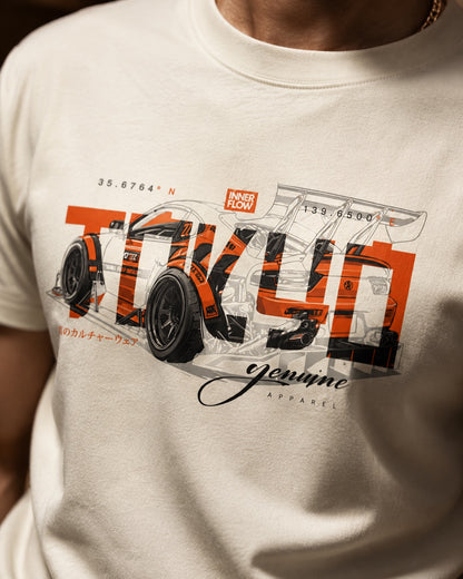 Tokyo Midnight Skyline car tee | Racing Graphic Tee - 240gsm