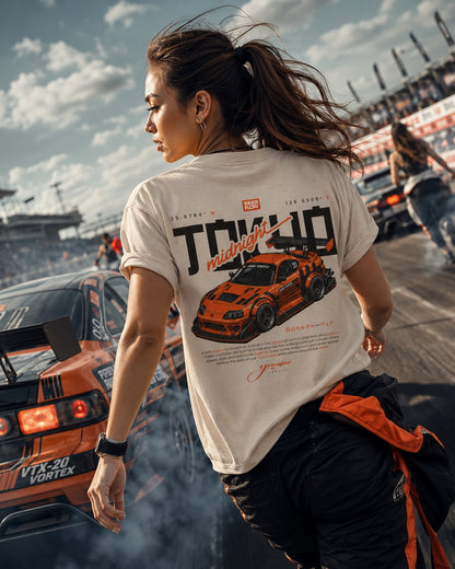 Tokyo Midnight Skyline car tee | Racing Graphic Tee - 240gsm