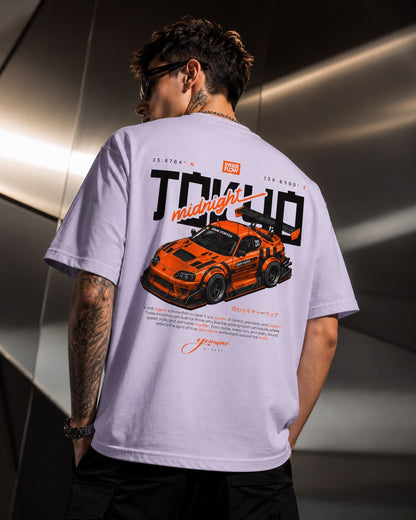 Tokyo Midnight Skyline car tee | Racing Graphic Tee - 240gsm
