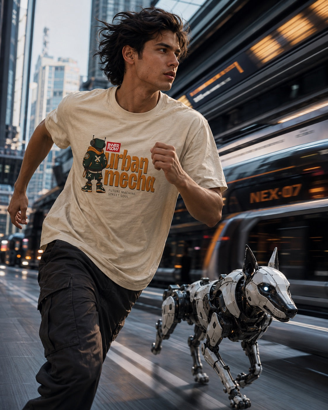 Urban Mecha robot graphic tee | Mech character streetwear