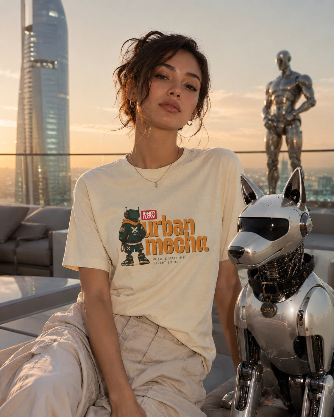 Urban Mecha robot graphic tee | Mech character streetwear