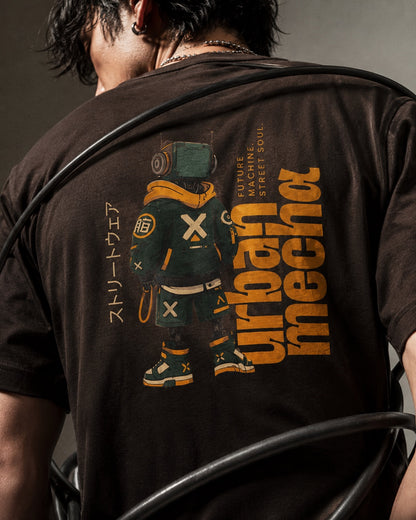 Urban Mecha robot graphic tee | Mech character streetwear | Dark