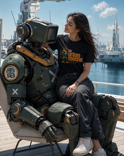 Urban Mecha robot graphic tee | Mech character streetwear | Dark