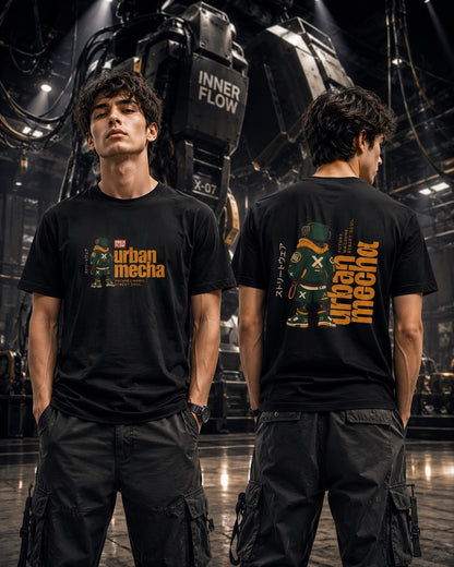 Urban Mecha robot graphic tee | Mech character streetwear | Dark