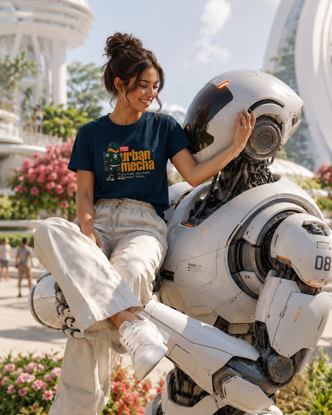 Urban Mecha robot graphic tee | Mech character streetwear | Dark