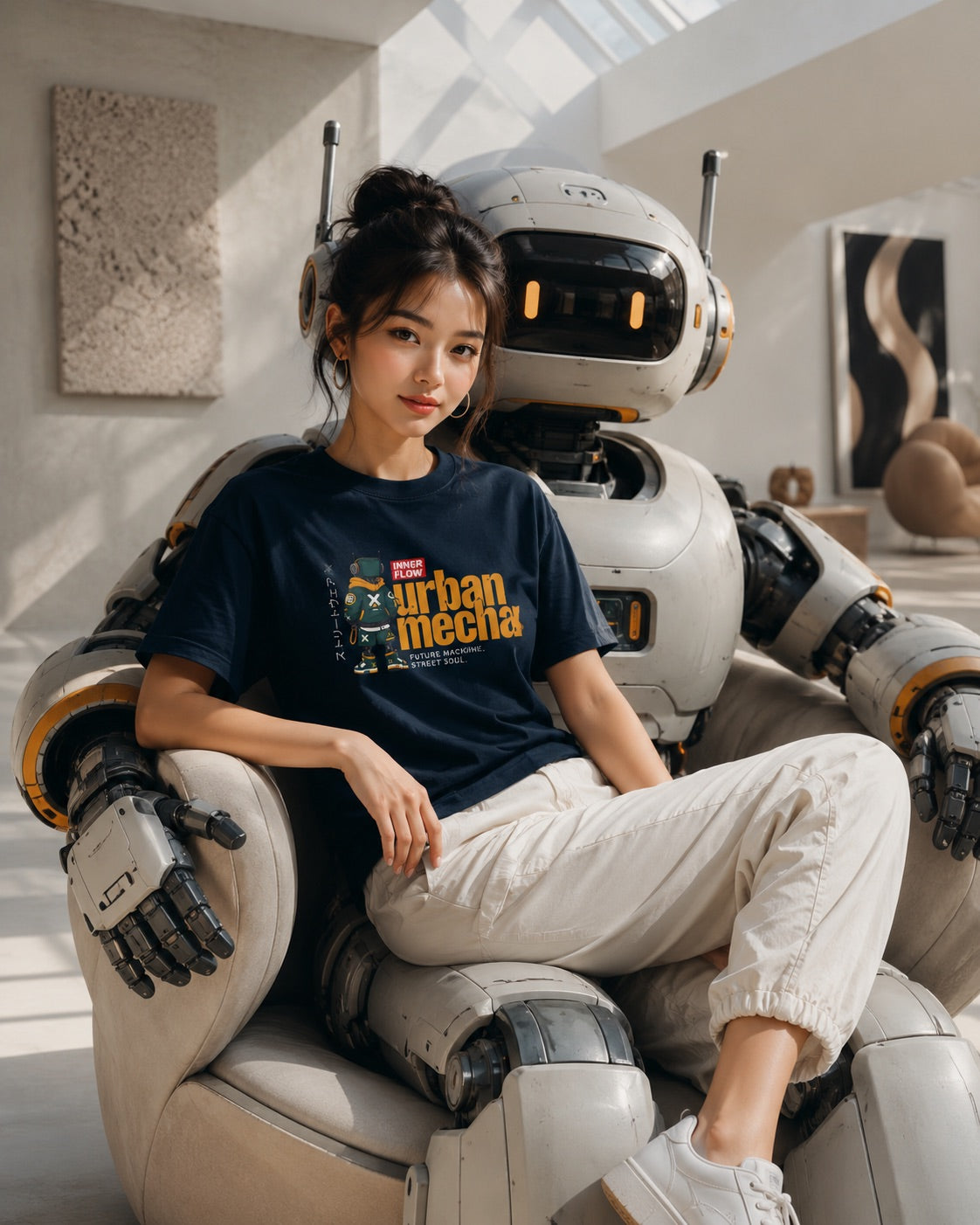 Urban Mecha robot graphic tee | Mech character streetwear | Dark