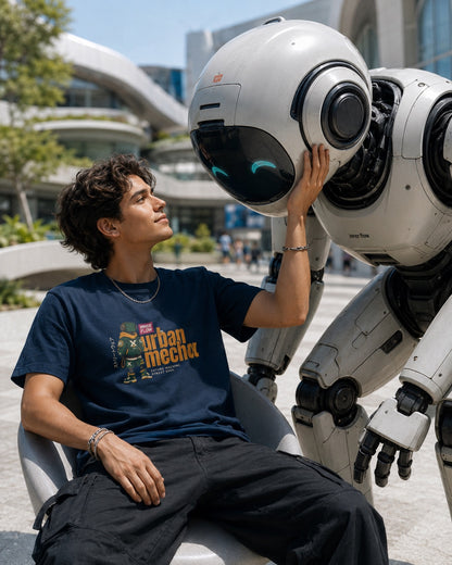 Urban Mecha robot graphic tee | Mech character streetwear | Dark