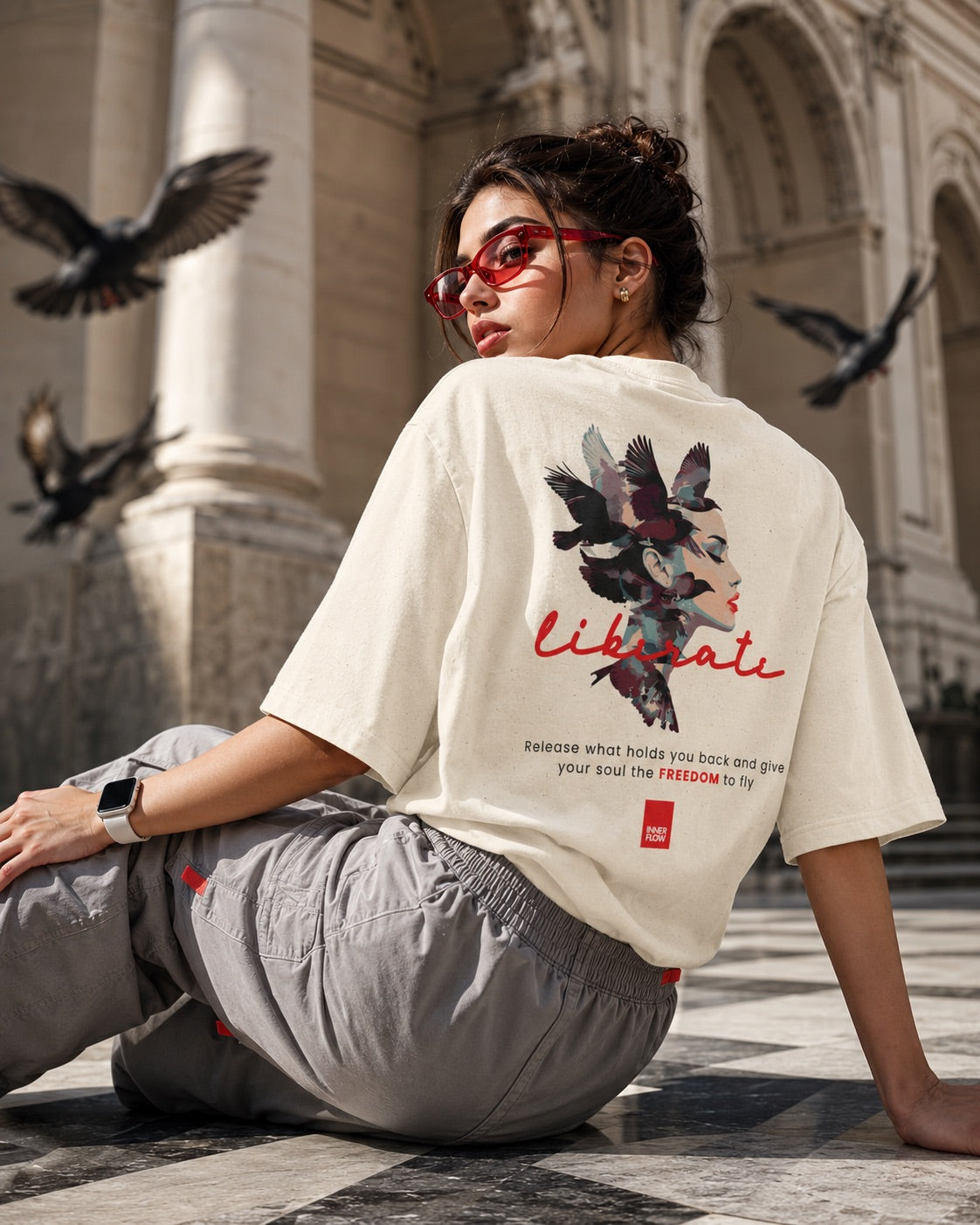 Liberate floral dove silhouette Tee | Inspirational typography, freedom design