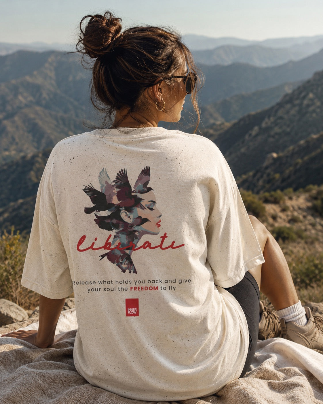 Liberate floral dove silhouette Tee | Inspirational typography, freedom design