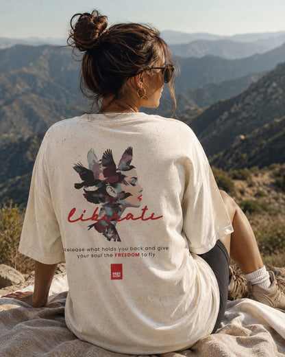 Liberate floral dove silhouette Tee | Inspirational typography, freedom design