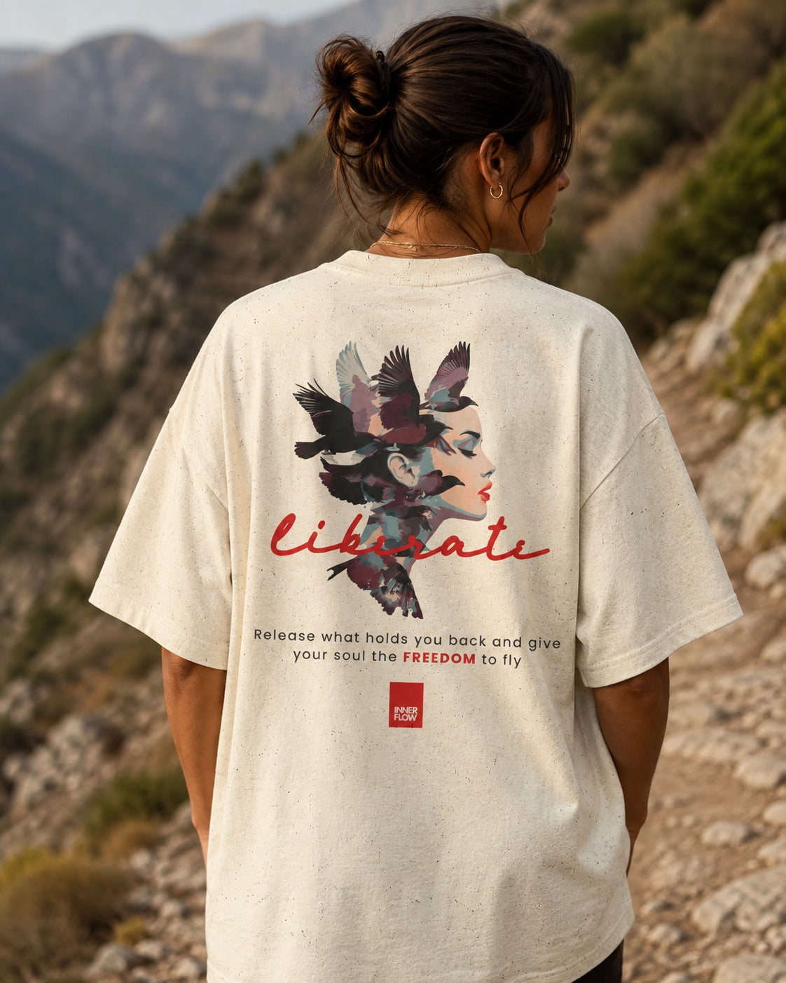 Liberate floral dove silhouette Tee | Inspirational typography, freedom design