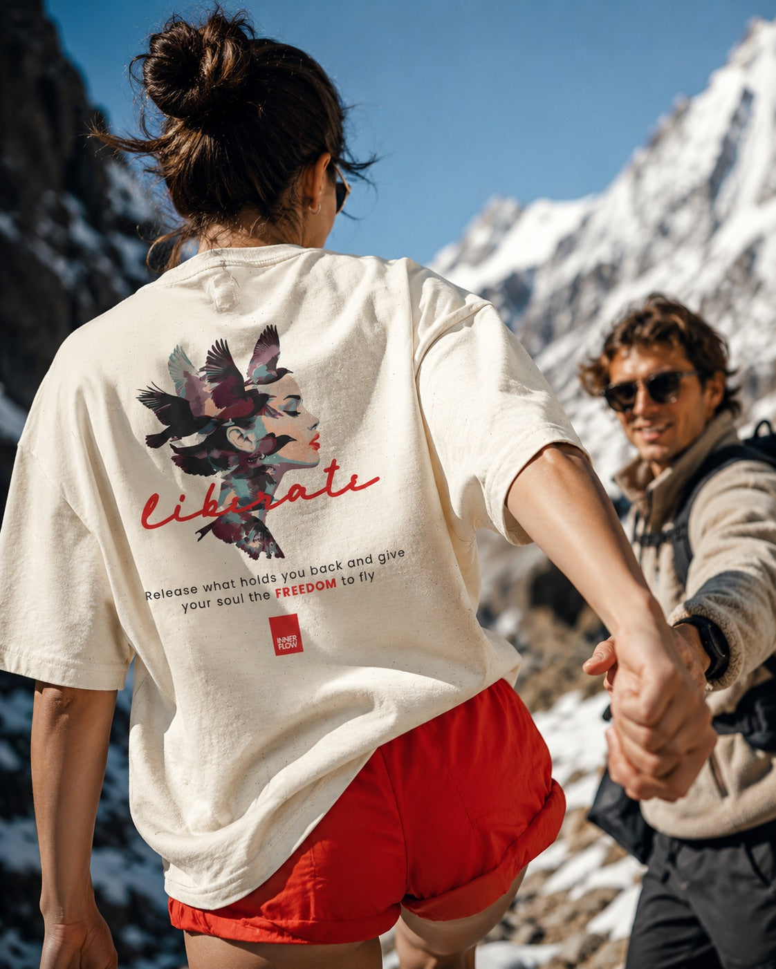 Liberate floral dove silhouette Tee | Inspirational typography, freedom design