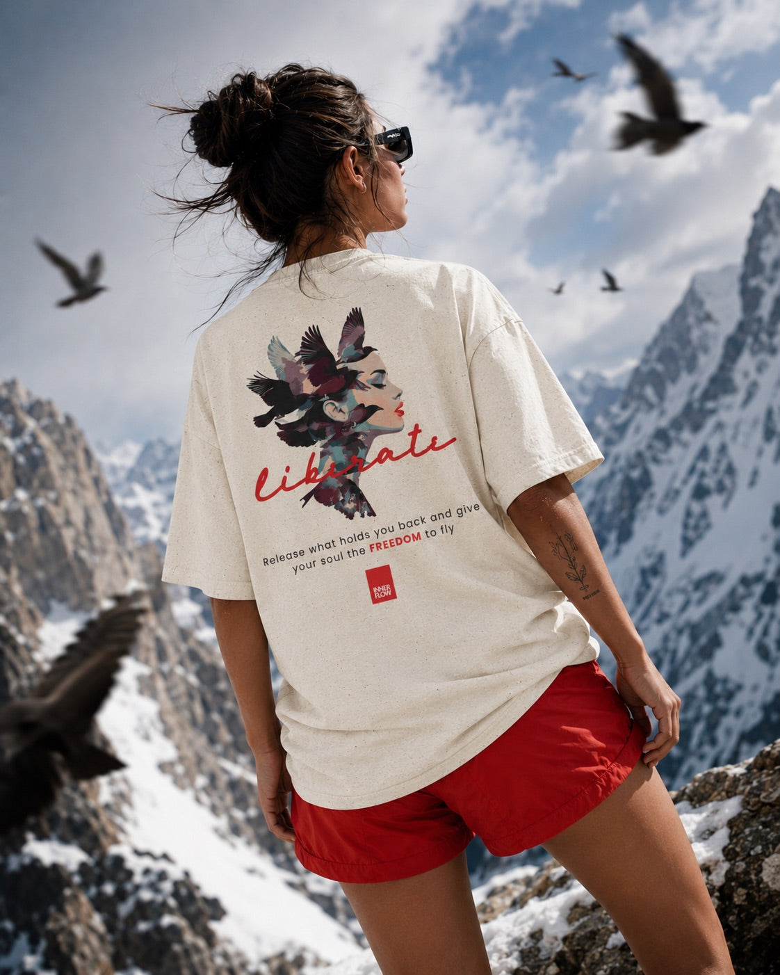 Liberate floral dove silhouette Tee | Inspirational typography, freedom design