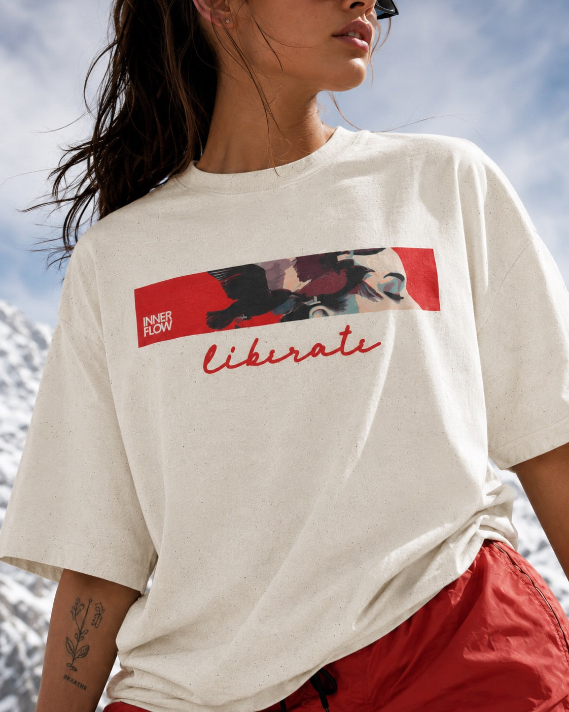 Liberate floral dove silhouette Tee | Inspirational typography, freedom design