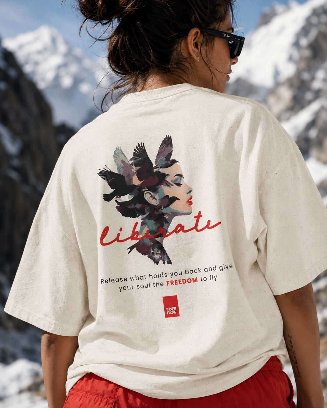 Liberate floral dove silhouette Tee | Inspirational typography, freedom design
