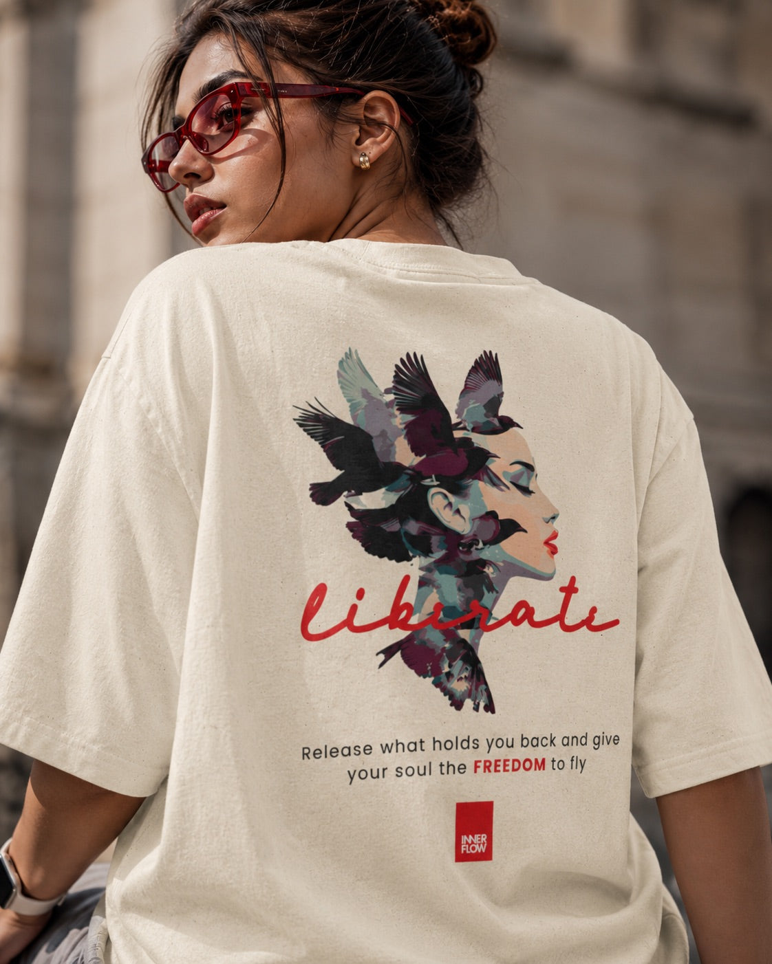 Liberate floral dove silhouette Tee | Inspirational typography, freedom design