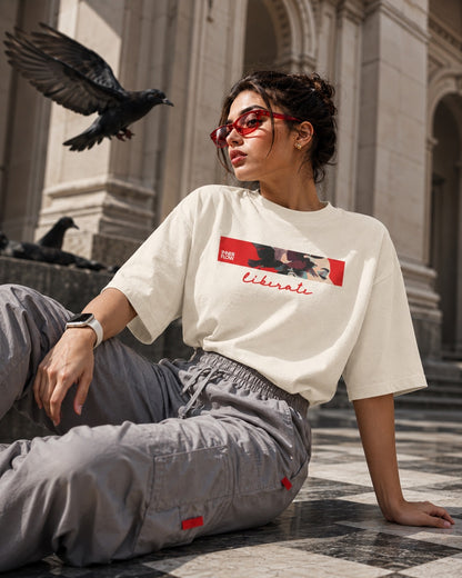 Liberate floral dove silhouette Tee | Inspirational typography, freedom design