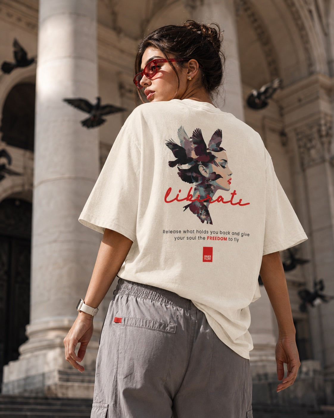 Liberate floral dove silhouette Tee | Inspirational typography, freedom design
