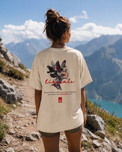 Liberate floral dove silhouette Tee | Inspirational typography, freedom design