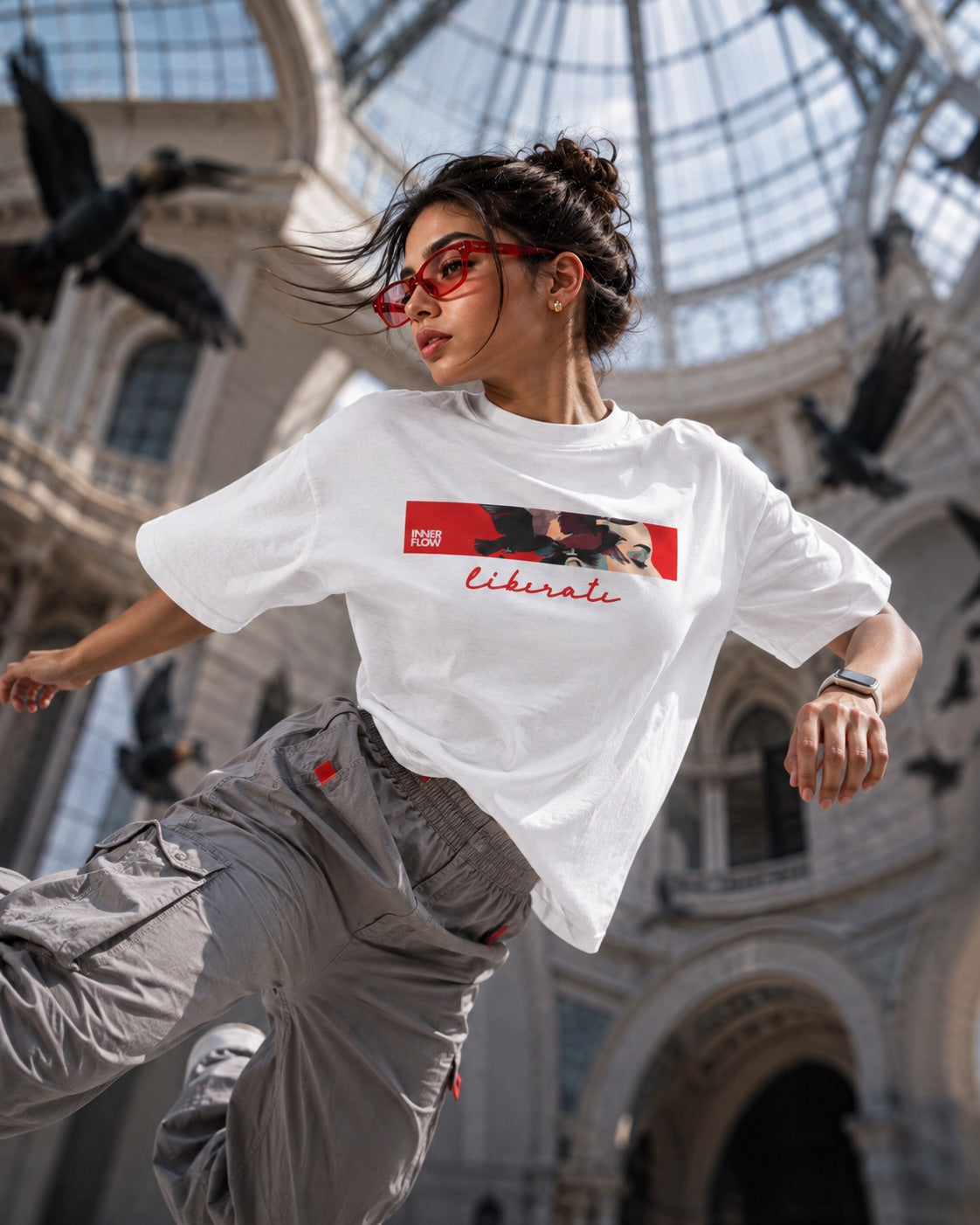 Liberate floral dove silhouette Tee | Inspirational typography, freedom design