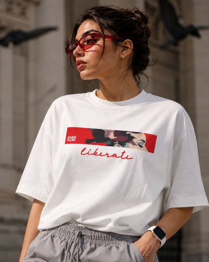 Liberate floral dove silhouette Tee | Inspirational typography, freedom design