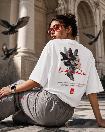 Liberate floral dove silhouette Tee | Inspirational typography, freedom design