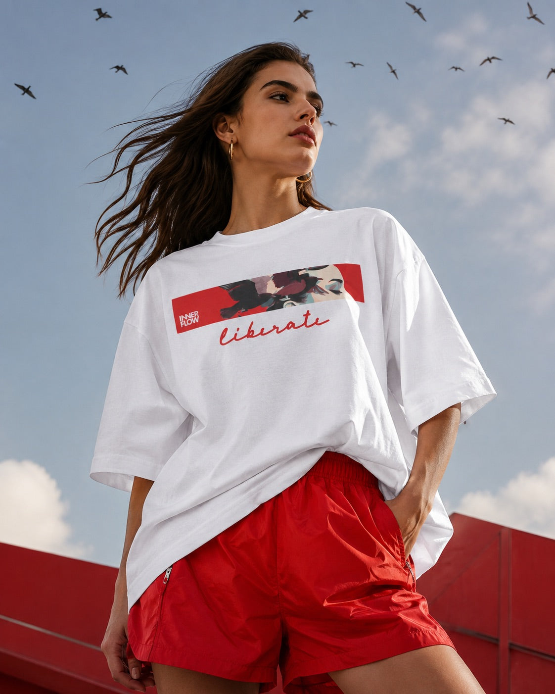 Liberate floral dove silhouette Tee | Inspirational typography, freedom design