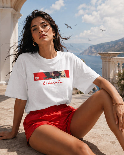 Liberate floral dove silhouette Tee | Inspirational typography, freedom design