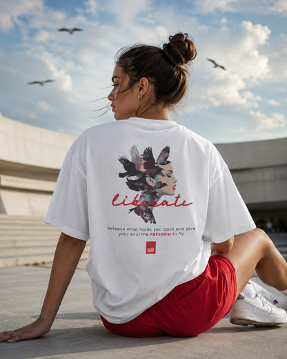 Liberate floral dove silhouette Tee | Inspirational typography, freedom design