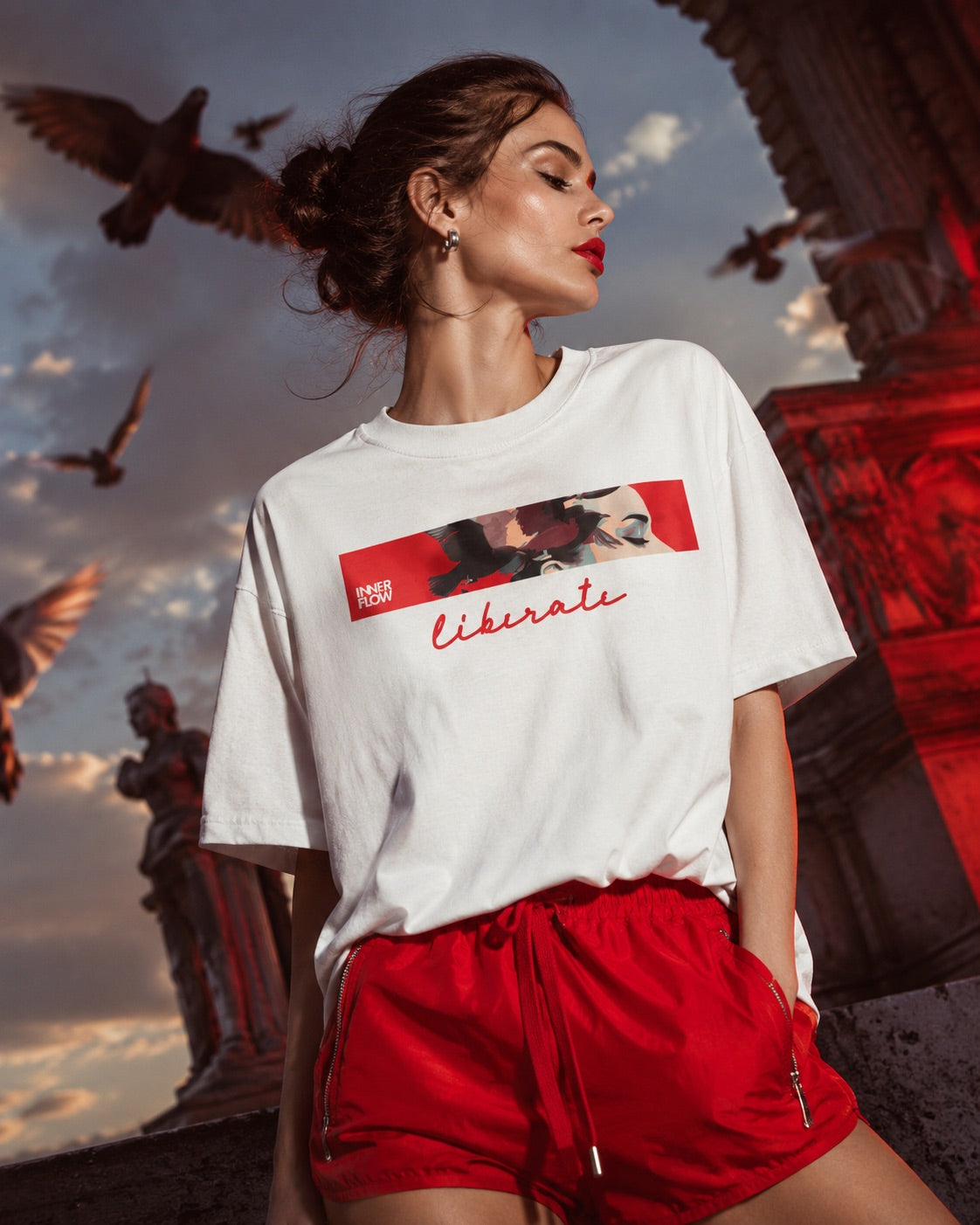 Liberate floral dove silhouette Tee | Inspirational typography, freedom design