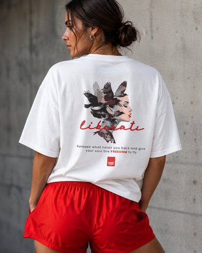 Liberate floral dove silhouette Tee | Inspirational typography, freedom design