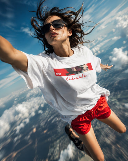 Liberate floral dove silhouette Tee | Inspirational typography, freedom design