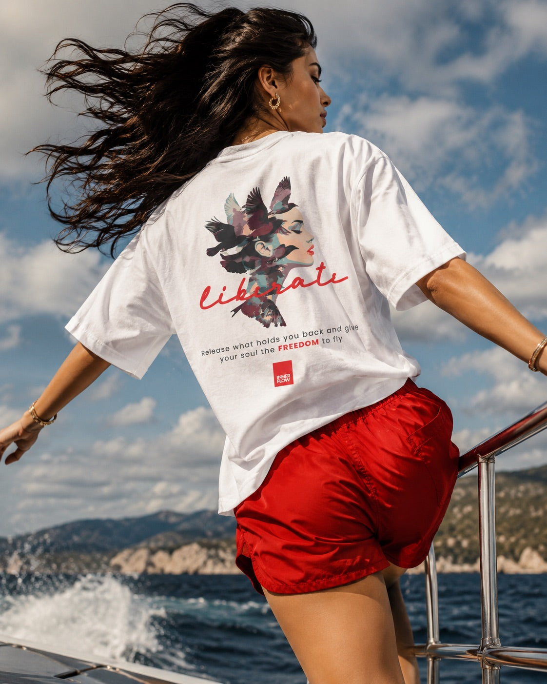 Liberate floral dove silhouette Tee | Inspirational typography, freedom design