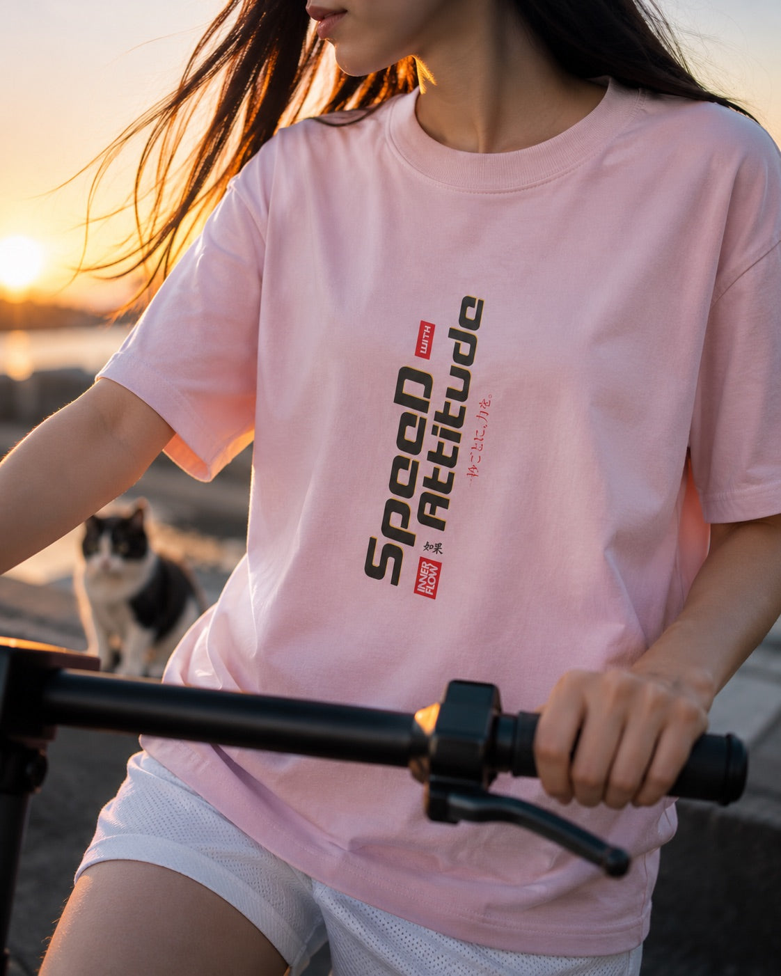 Skate Girl Cat Illustration T-Shirt | Speed Attitude Japanese Style