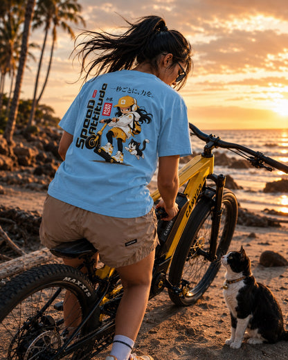 Skate Girl Cat Illustration T-Shirt | Speed Attitude Japanese Style